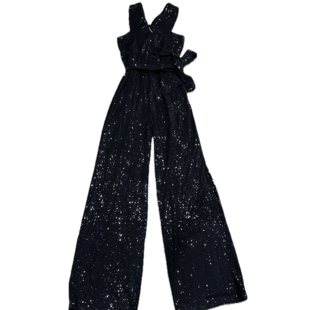MICHAEL KORS Black Jumpsuit, Women’s M Halter Sequined Jumpsuit w/Matching Belt